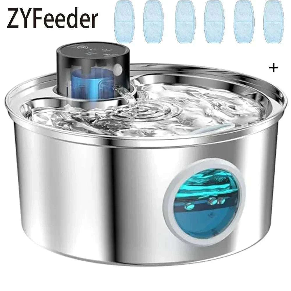 fontaine à eau automatique en acier inoxydable pour chiens et chats 3,2 L avec capteur de mouvement et filtration silencieuse