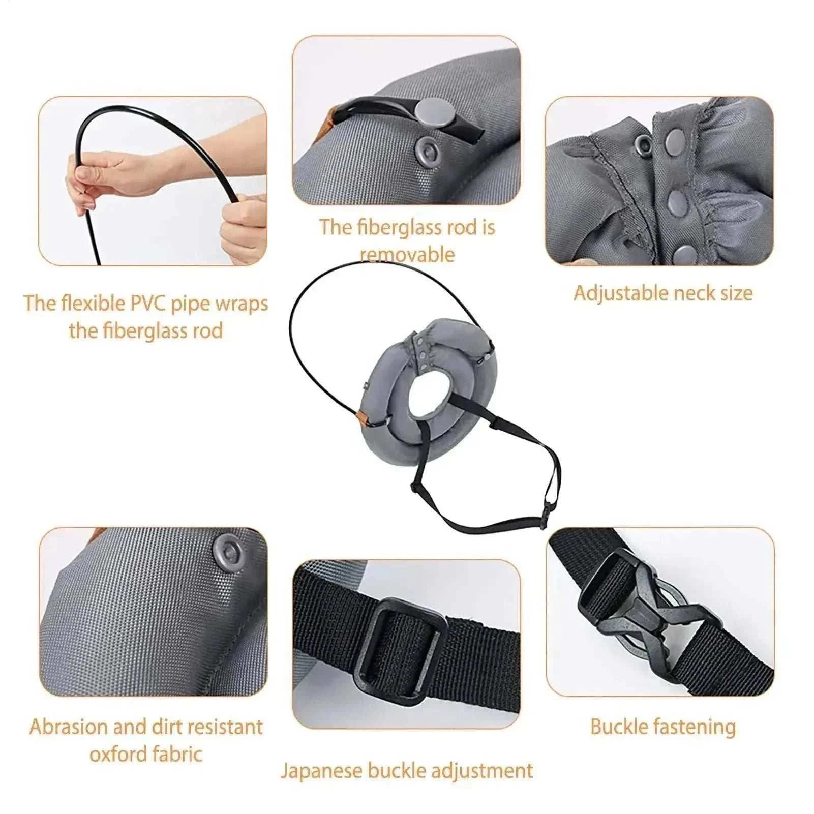 Harnais protecteur réglable et réfléchissant pour chien aveugle avec collier guide anti-collision en tissu oxford résistant et boucle ajustable.