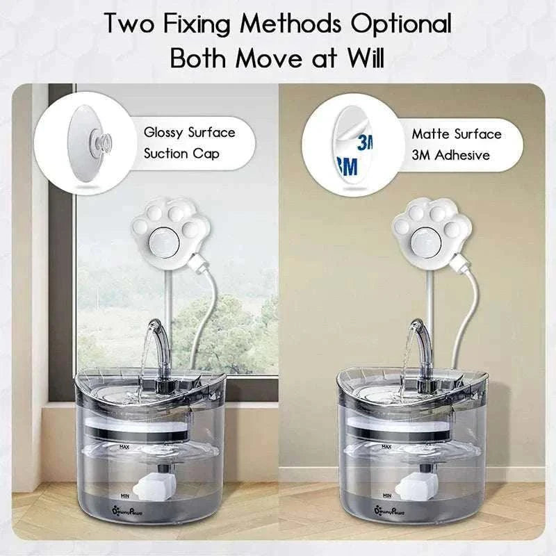 capteur intelligent pour fontaine à eau animale avec fixation par ventouse ou adhésif 3M sur surface lisse