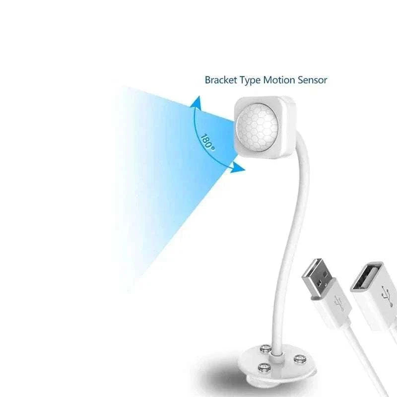 Capteur de mouvement intelligent USB pour fontaine à eau animaux avec détection 180° et éclairage LED bleu