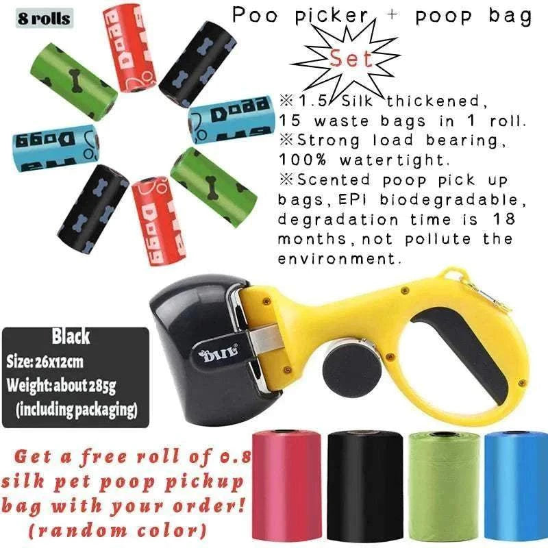 Ramasseur de Déjections pour Animaux - jaune et noir avec sacs