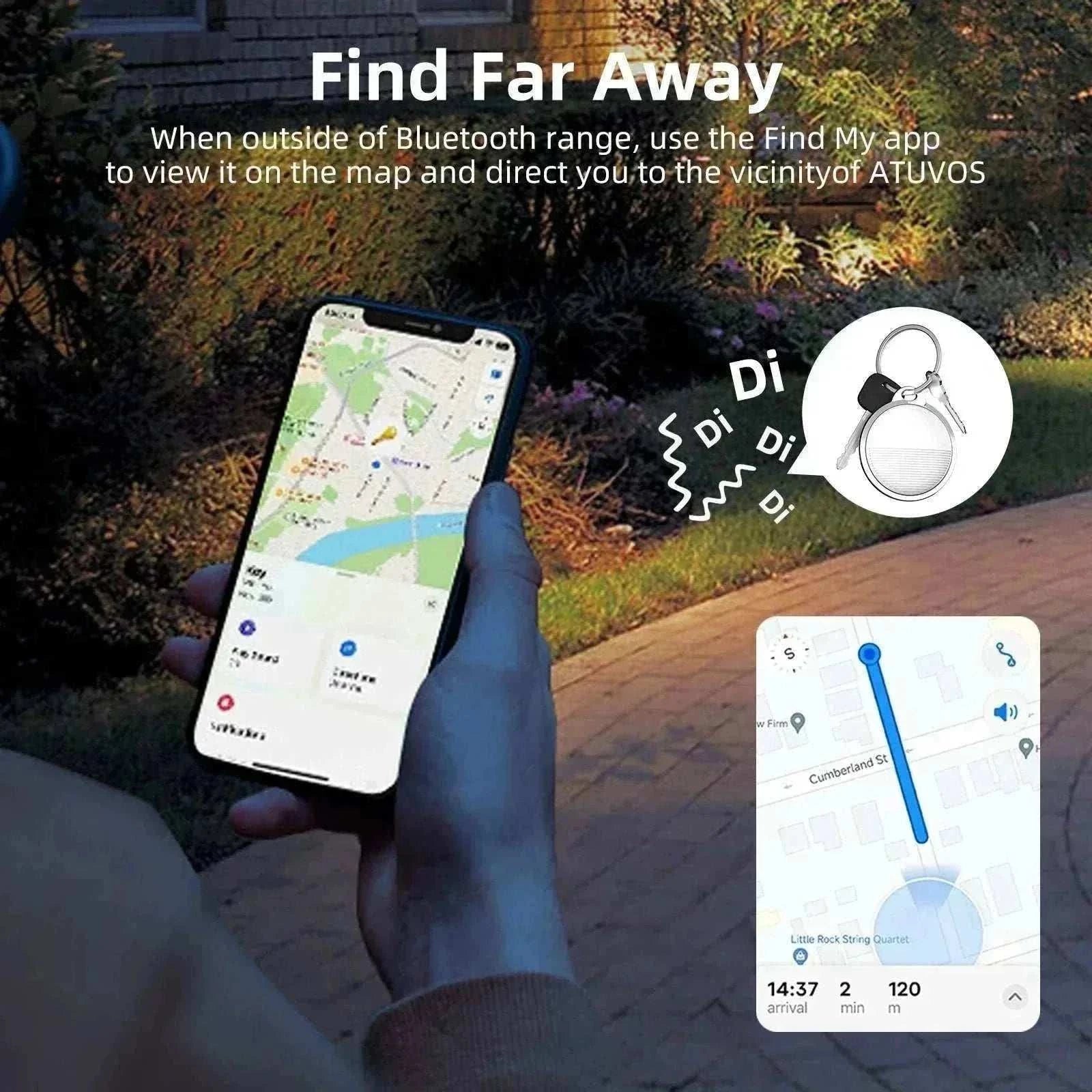 Mini traceur GPS compact pour animaux, compatible Apple Find My avec localisation Bluetooth et alertes anti-perte.