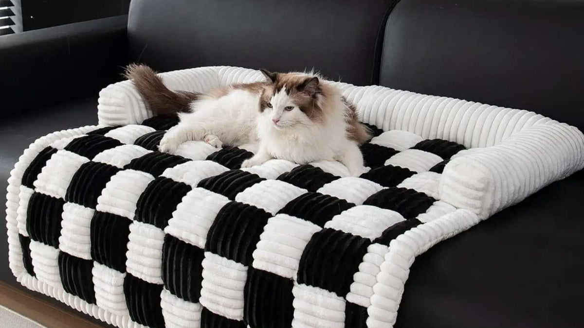 Tapis Confortable pour Chiens « Cream Square Plaid Cozy Dog Mat »