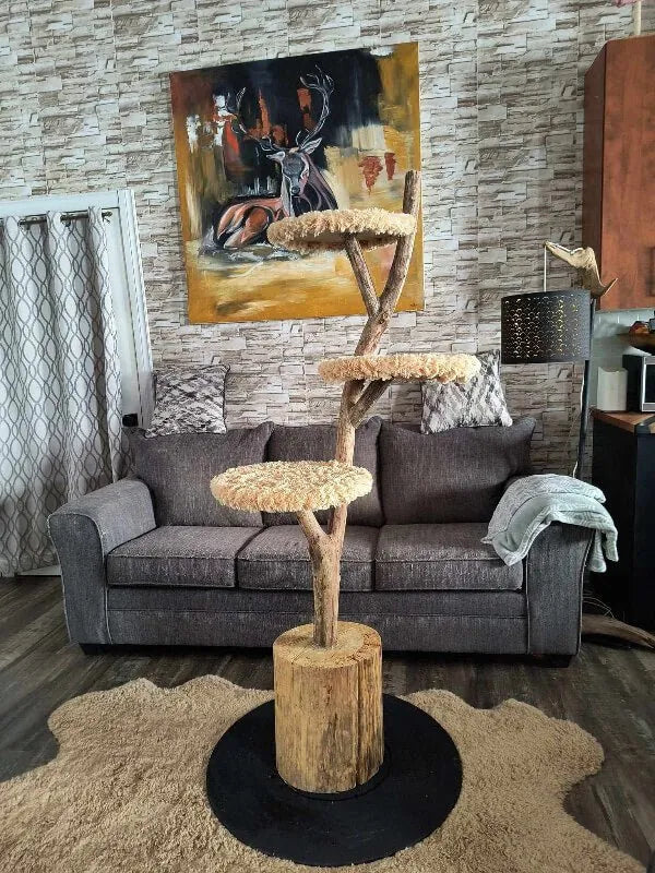 Handcrafted Natural Wood Cat Trees | Elegance & Durable Comfort