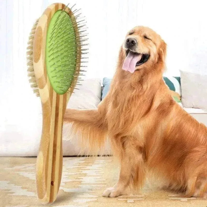 Boar Bristle Brush | Double-Sided Bamboo | Cats and Dogs