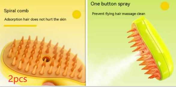 Brosse Électrique 3 en 1 pour Animaux | Jaune 2pcs et vert 1pcs