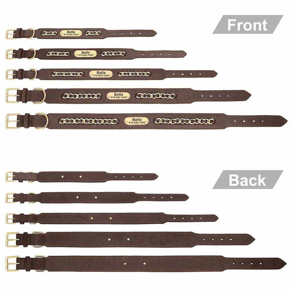 Personalized Leather Collar | Engraved Dog Tag