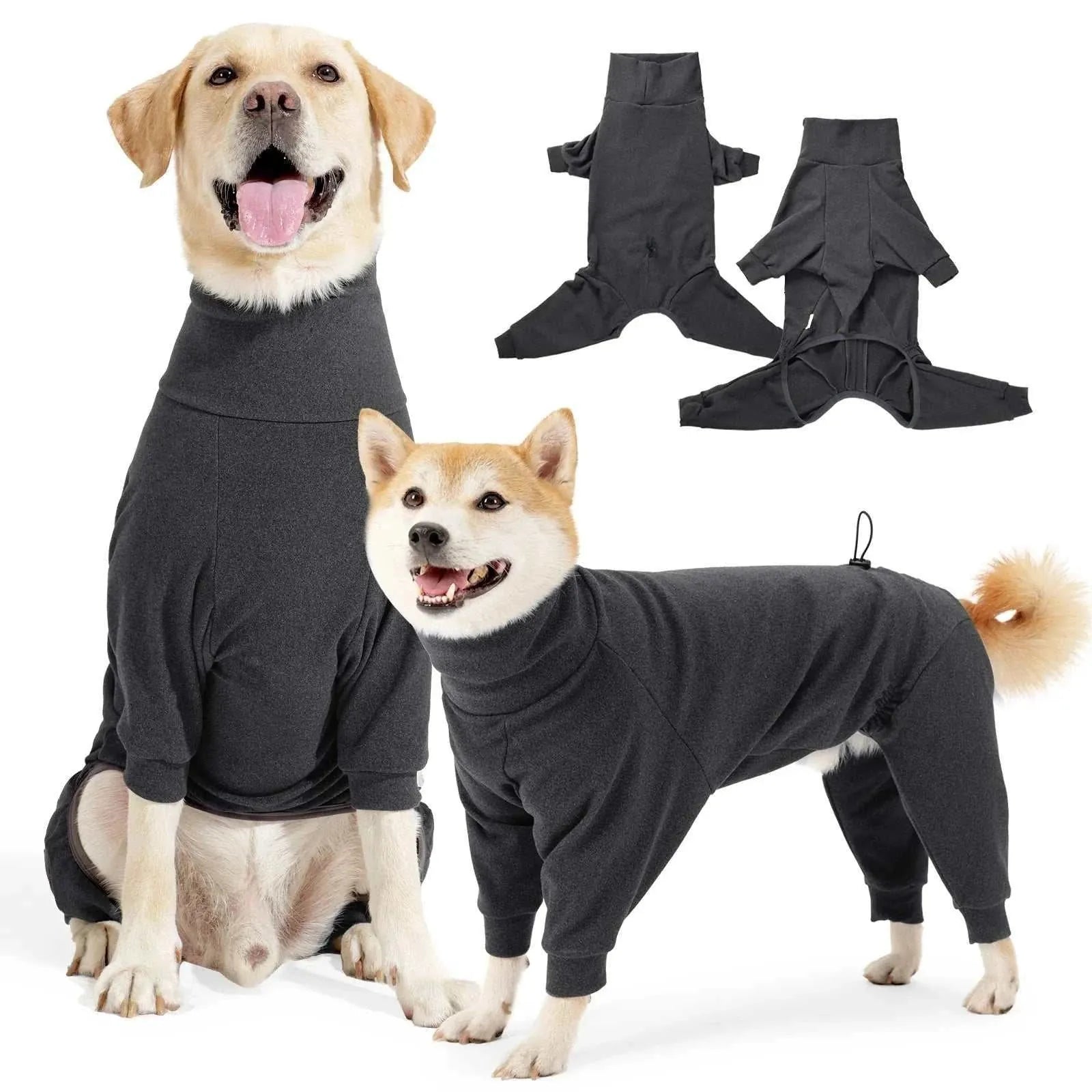 Warm fleece jumpsuit for large dogs | Winter windproof high-neck