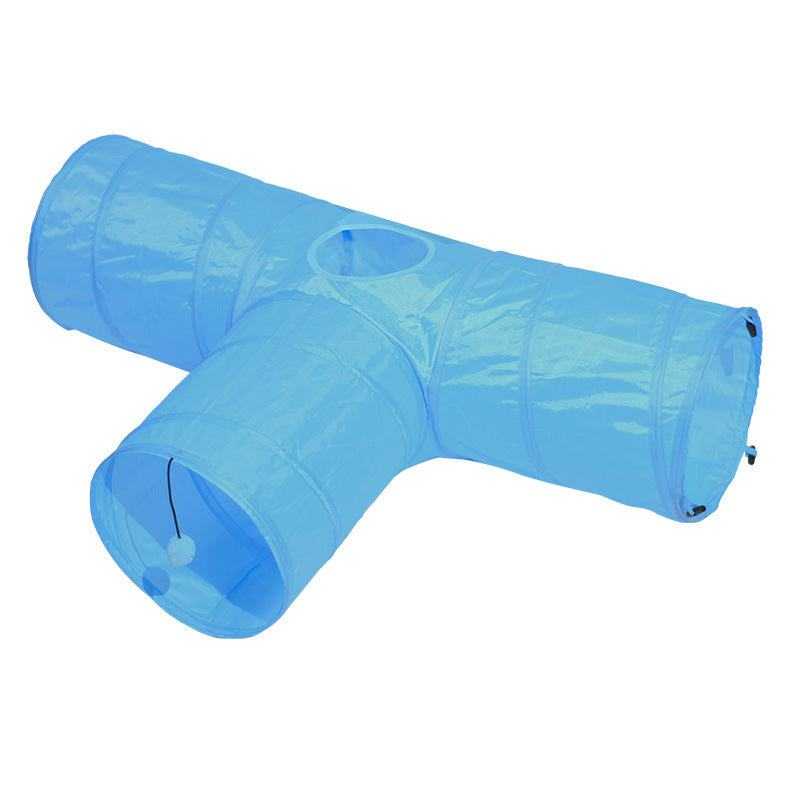Tunnel de Jeu pour chats à 3 ouvertures, bleu clair