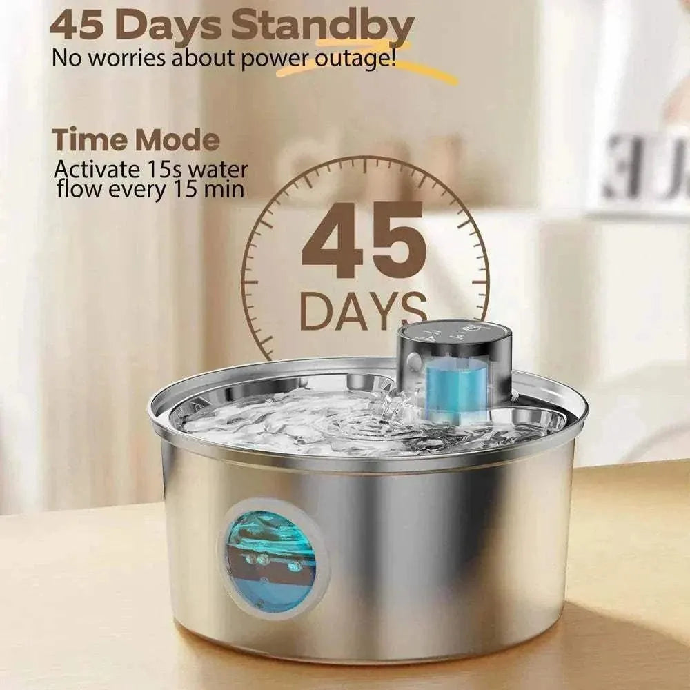 Fontaine à eau automatique en acier inoxydable pour chiens et chats | ZyFeeder 3,2 L