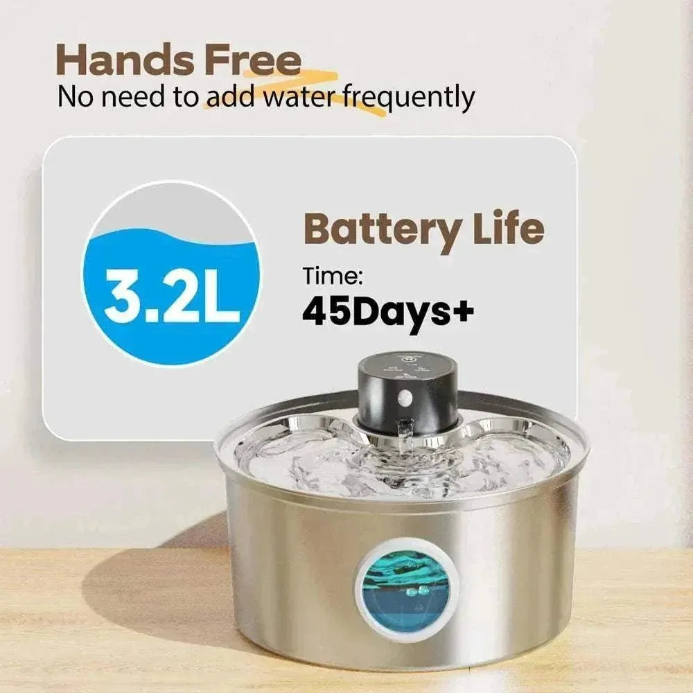 Fontaine à eau automatique en acier inoxydable pour chiens et chats | ZyFeeder 3,2 L
