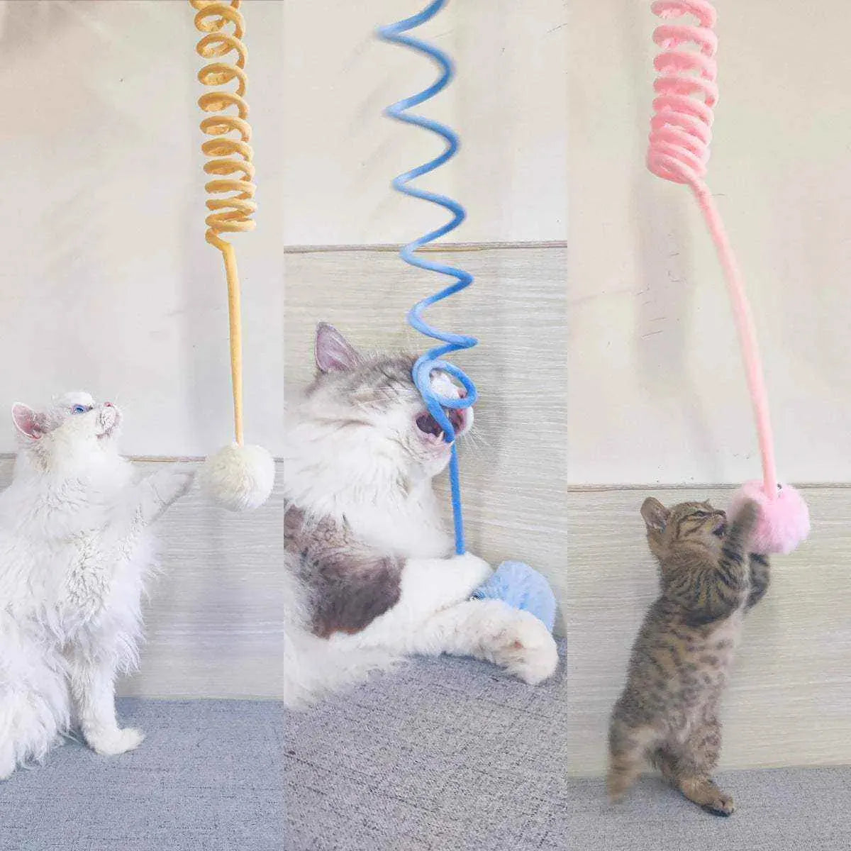 Juguete interactivo para gatos | Conejo con ventosa y bola de pelo con resorte