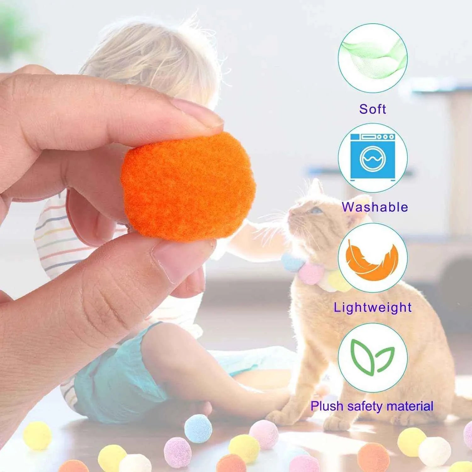 Lanceur de balles pour chats | Jouet interactif avec 20, 30, 50 ou 100 pompons