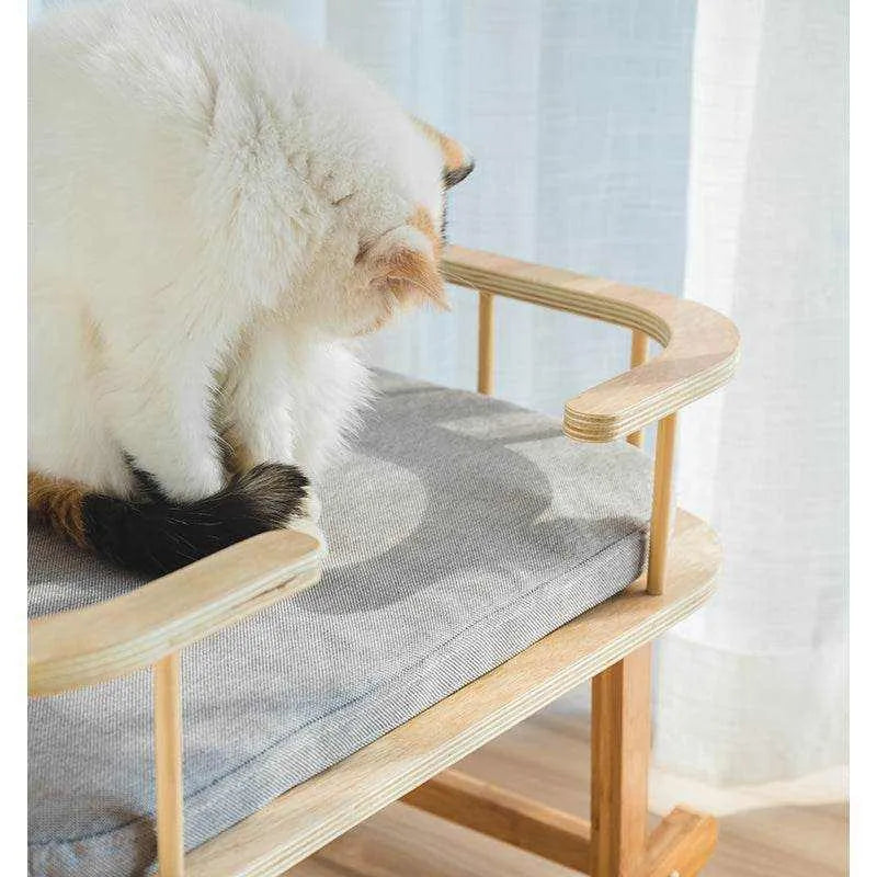 Lit INSTACHEW Rockaby | Canapé en Bambou Élégant avec Coussin Doux pour Chats et Chiens