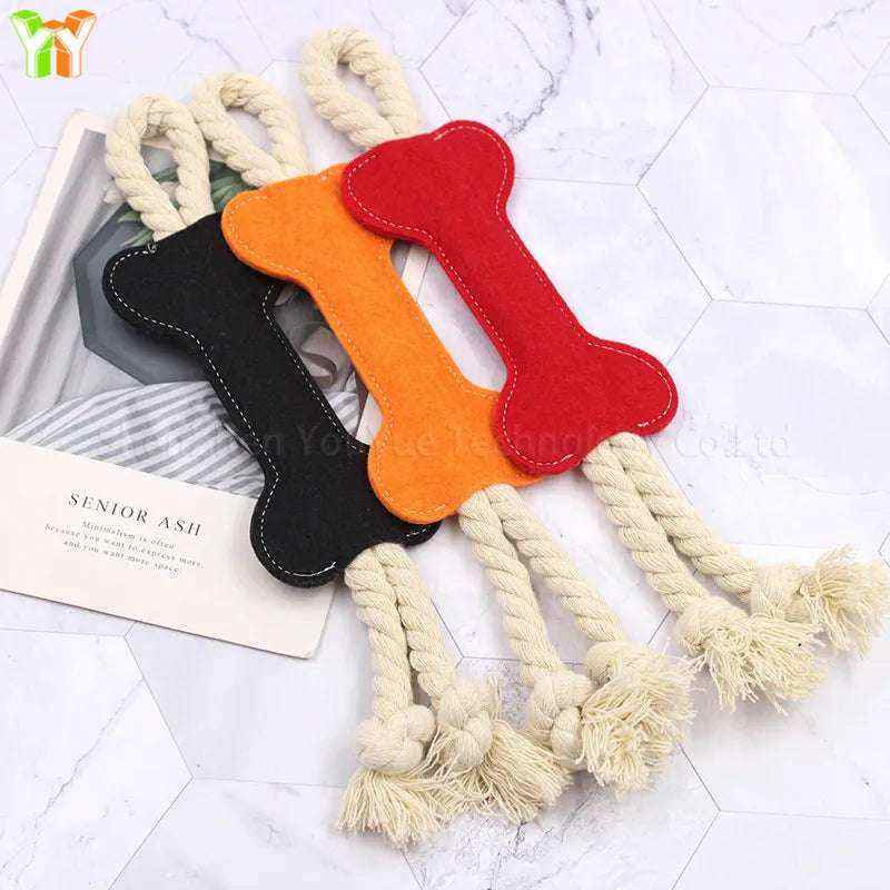 os en feutre pour chien avec corde jouet à mâcher durable pour soin dentaire et entraînement coloris variés