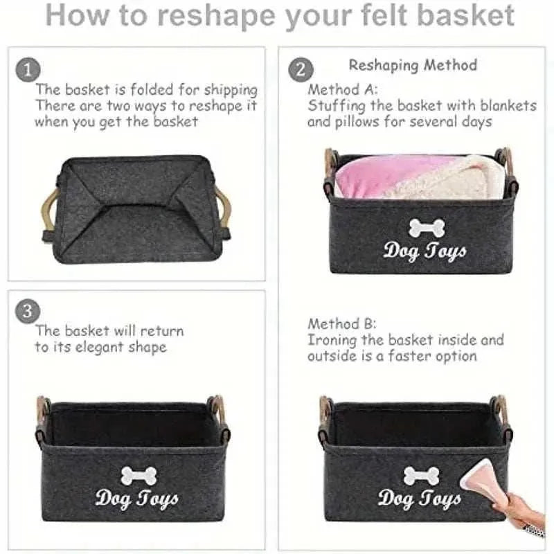 Felt Storage Basket for Pet Toys | Chic & Practical