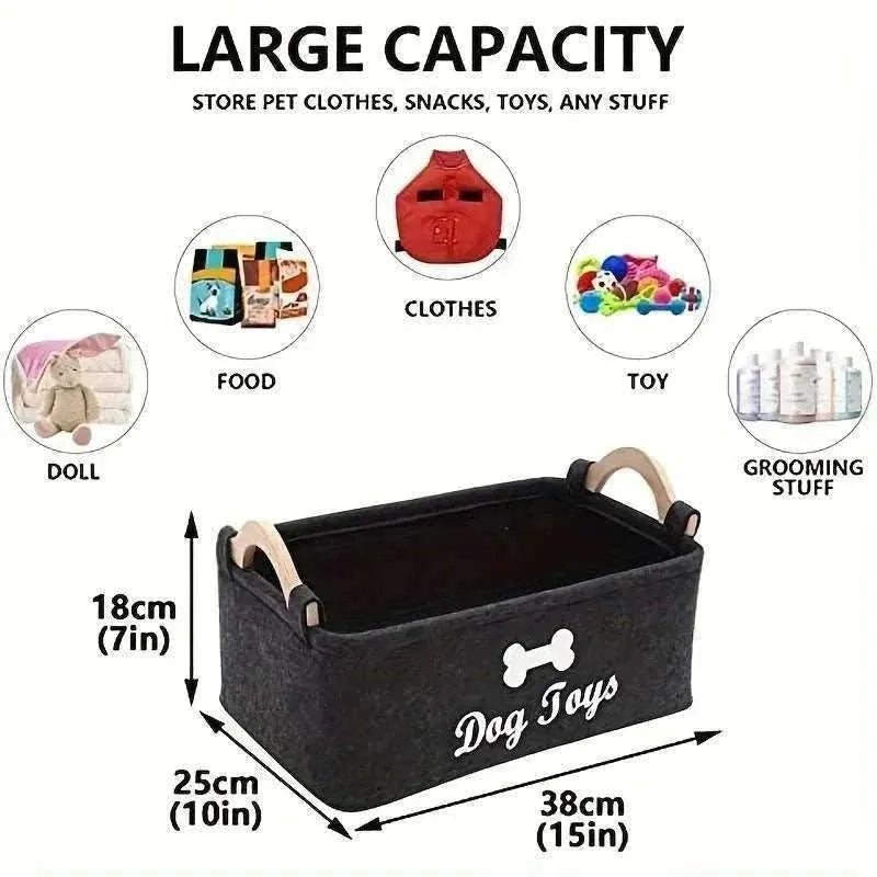 Felt Storage Basket for Pet Toys | Chic & Practical