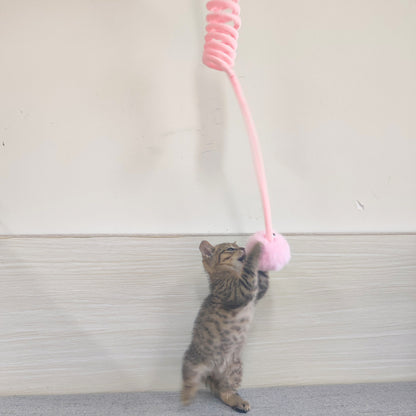 Cat Toy with Suction Cup and Rabbit Hairball on Spring