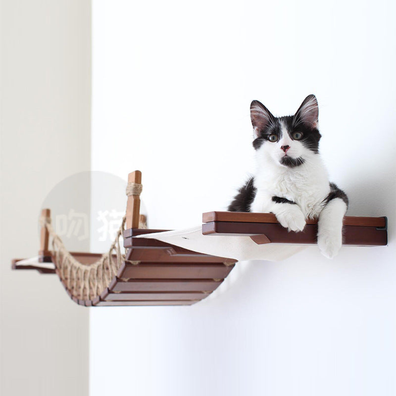 Cat Suspension Bridge - Rope and Solid Wood Ladder with Accessories