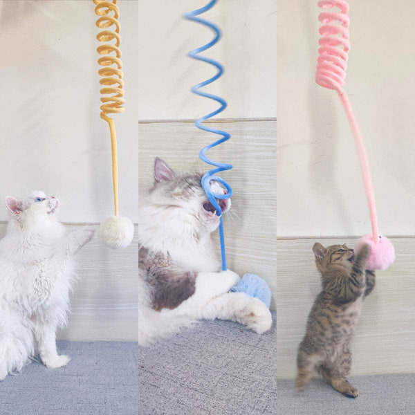 Jouet interactif pour chat | Ventouse & Lapin en boule de poils sur ressort