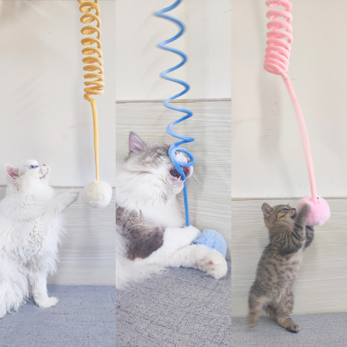 Cat Toy with Suction Cup and Rabbit Hairball on Spring