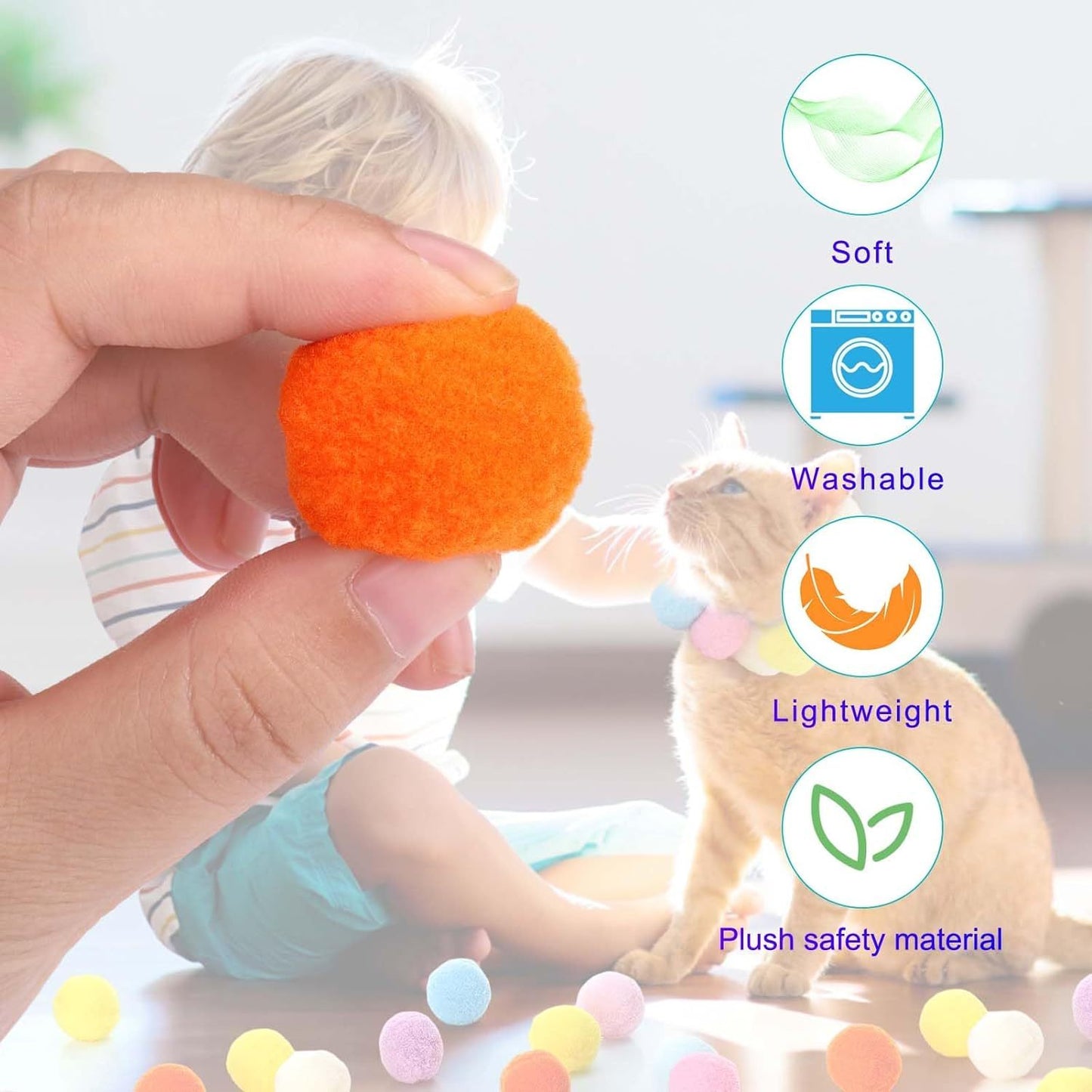 Cat Ball Launcher - Interactive Cat Toy with 20 Pom Poms