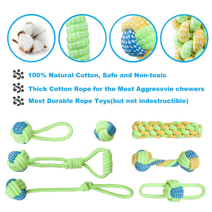 Durable Rope Chew Toy Set for Puppies and Dogs - Perfect for Tug, Toss, Chew and Dental Health