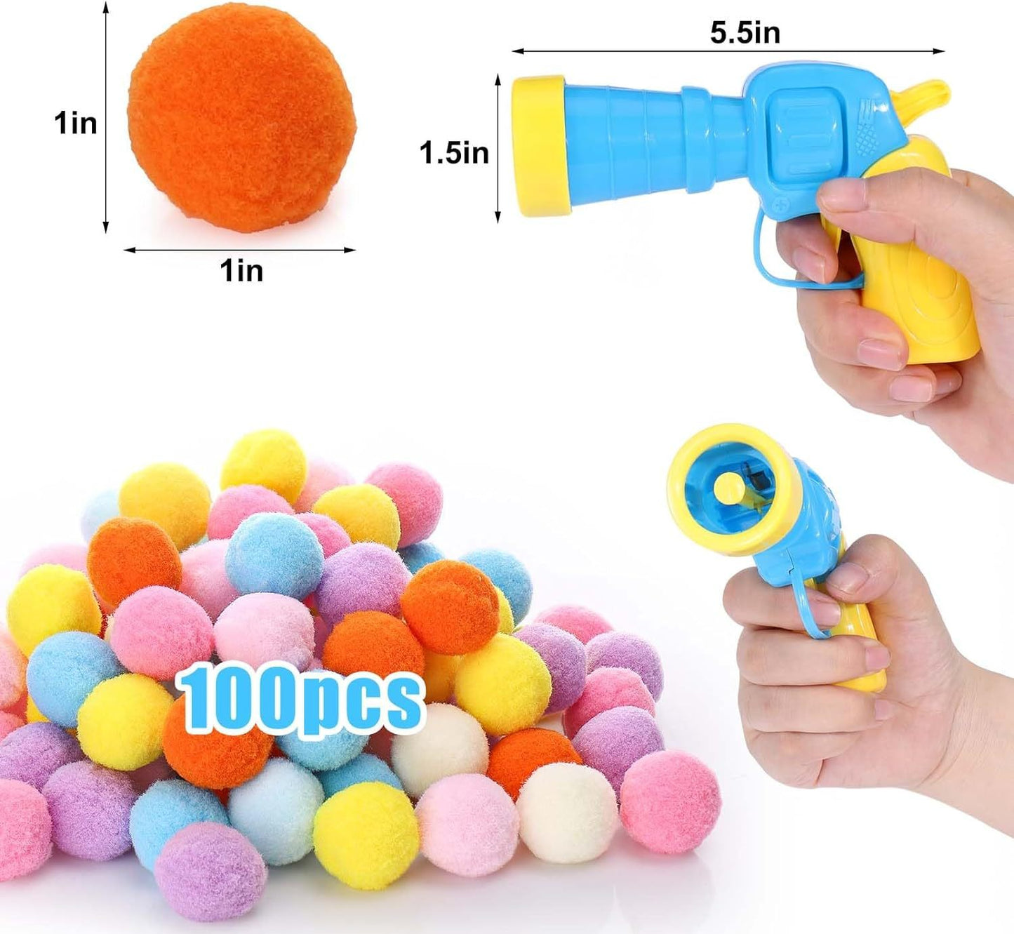 Cat Ball Launcher - Interactive Cat Toy with 20 Pom Poms