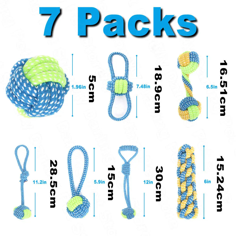 Durable Rope Chew Toy Set for Puppies and Dogs - Perfect for Tug, Toss, Chew and Dental Health