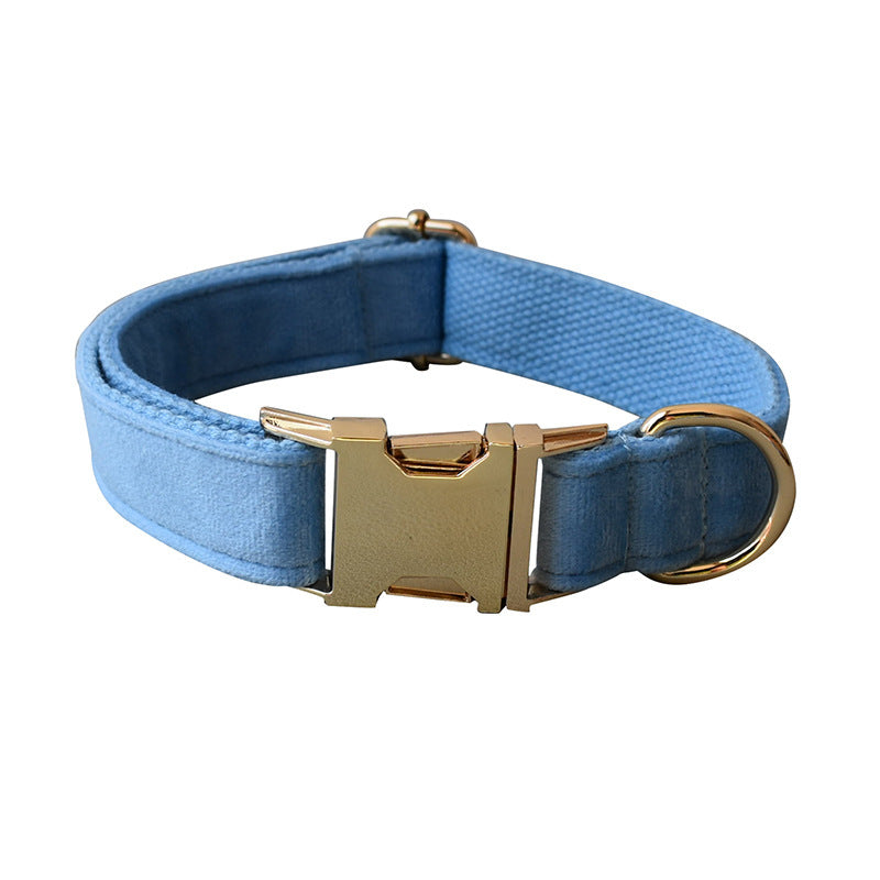 Collier en Velours Bleu pour Chiens - Laisse assortie - Nœud Papillon - Élégant et Confortable