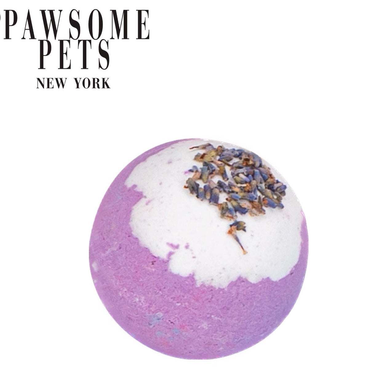 Lavender bath bomb for dogs with calming and hydrating properties.