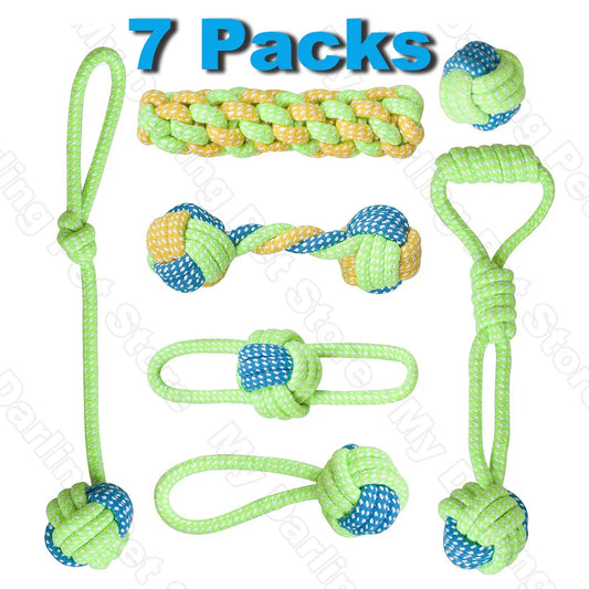 Durable Rope Chew Toy Set for Puppies and Dogs - Perfect for Tug, Toss, Chew and Dental Health