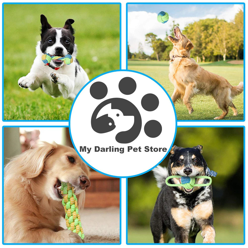 Durable Rope Chew Toy Set for Puppies and Dogs - Perfect for Tug, Toss, Chew and Dental Health