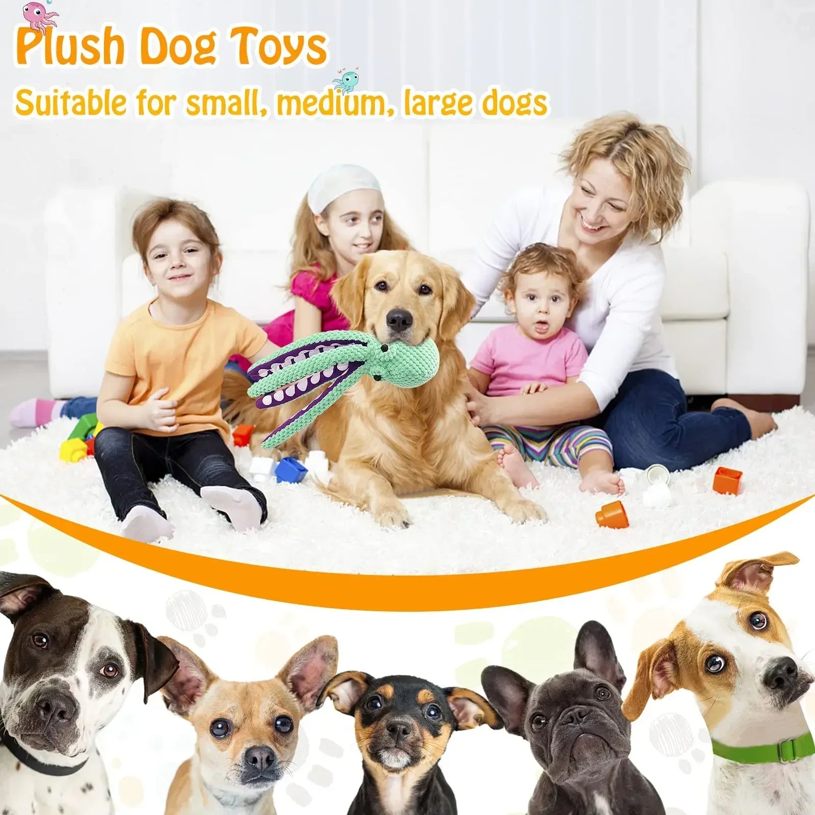 Jouet en Peluche Interactif pour Chiens et Chats | Nettoyage des Dents & Résistant aux Morsures
