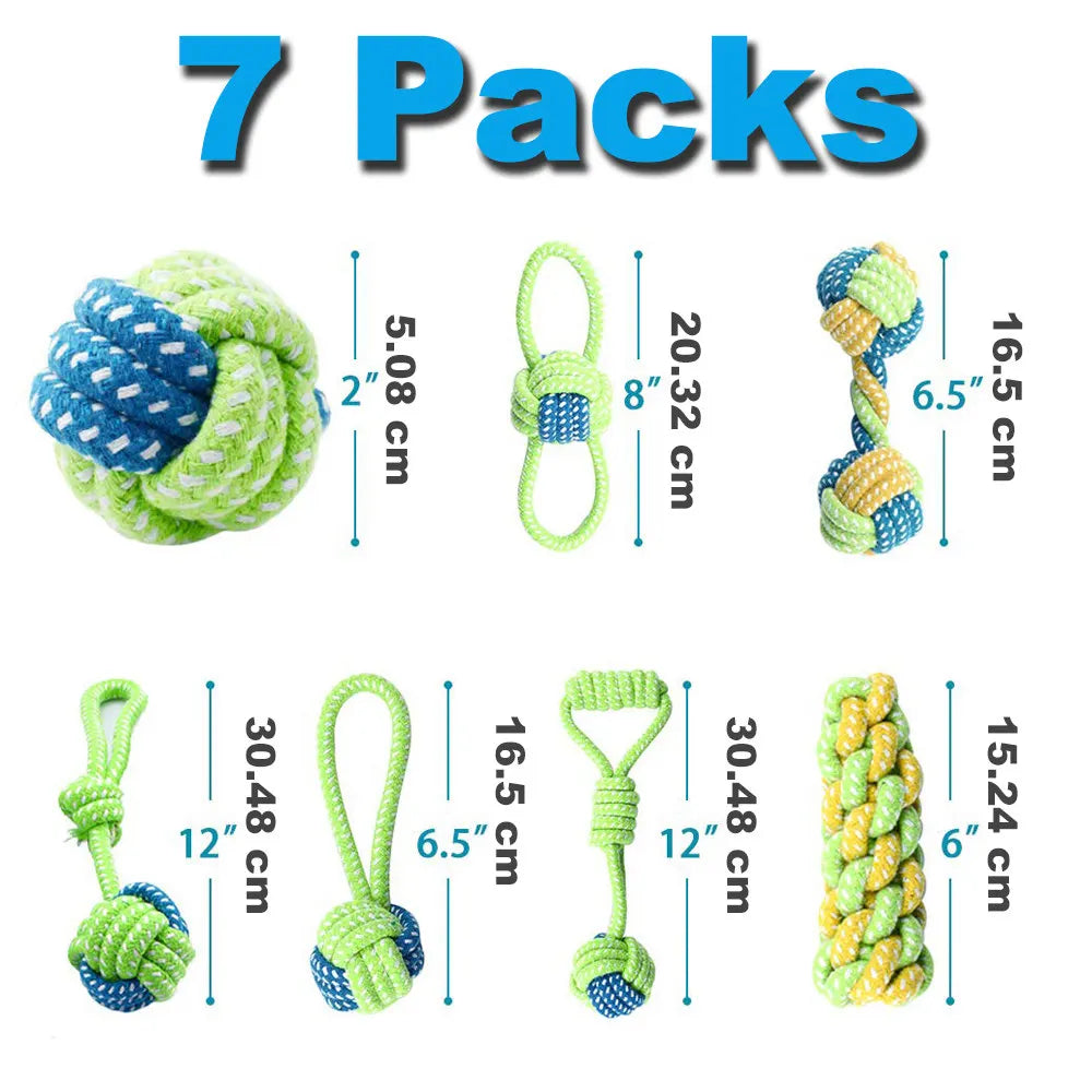 Durable Rope Chew Toy Set for Puppies and Dogs - Perfect for Tug, Toss, Chew and Dental Health