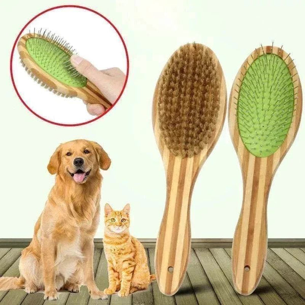 Brosse en Poils de Sanglier | Double Face en Bambou | Chats et Chiens