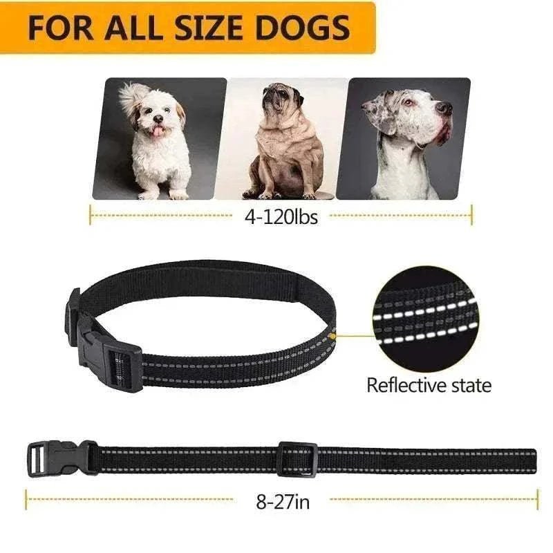 Collier anti-aboiement noir rechargeable et étanche, réglable pour toutes tailles de chiens, avec trois modes de correction intelligent.