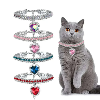 Bling Rhinestone Collar for Kittens and Puppies - Chic Accessory with Crystal Pendant