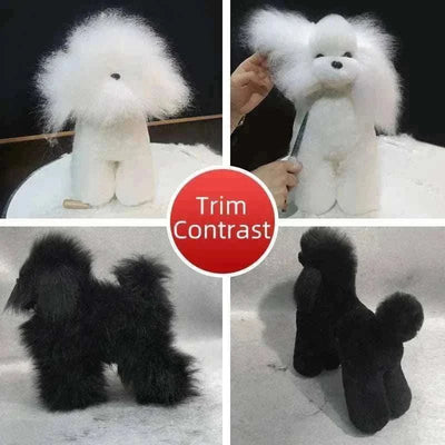 Fausse fourrure de pratique pour toilettage de chiens en blanc et noir avec texture réaliste idéale pour entraînement et démonstration professionnelle