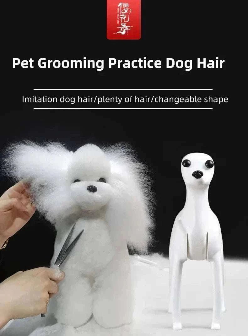 Fausse fourrure réaliste pour entraînement au toilettage de chiens en plusieurs couleurs, idéale pour coupe et brossage professionnel.