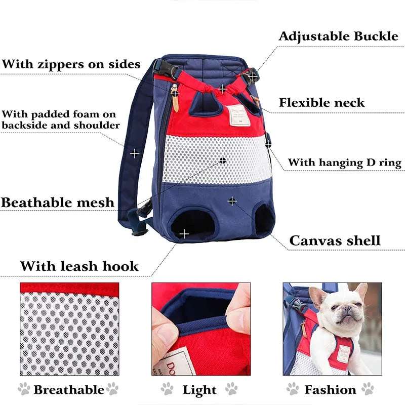Mochila transportadora frontal para perros y gatos