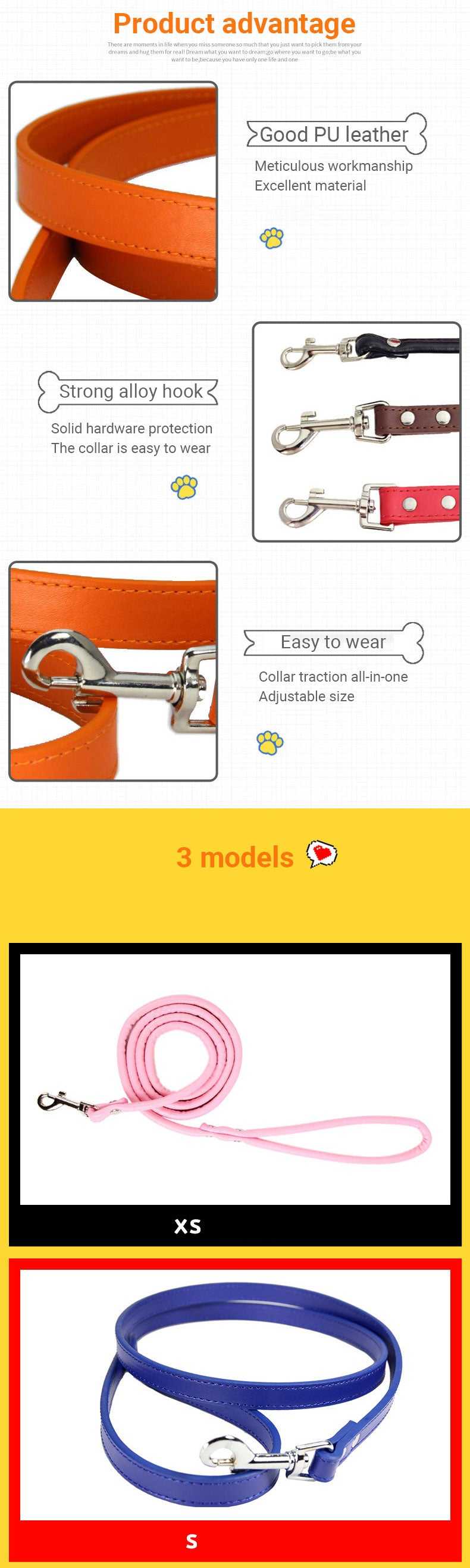 Pet Leash Dog PU Leather Chain Anti-Loss New Out Cat Leash 