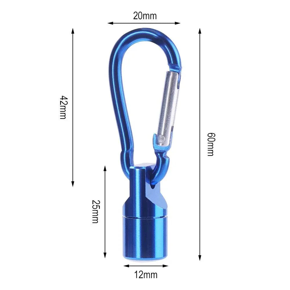 mousqueton bleu en métal pour médaille lumineuse LED de collier de chien avec dimensions détaillées