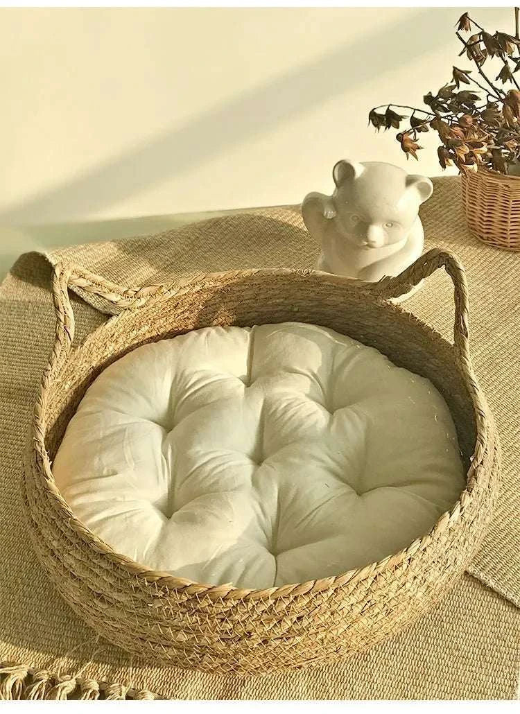Panier en vigne tressée pour chat | Confort & chaleur toute l’année