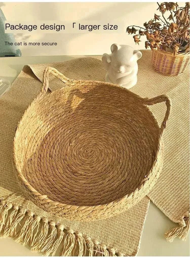 Panier en vigne tressée pour chat | Confort & chaleur toute l’année