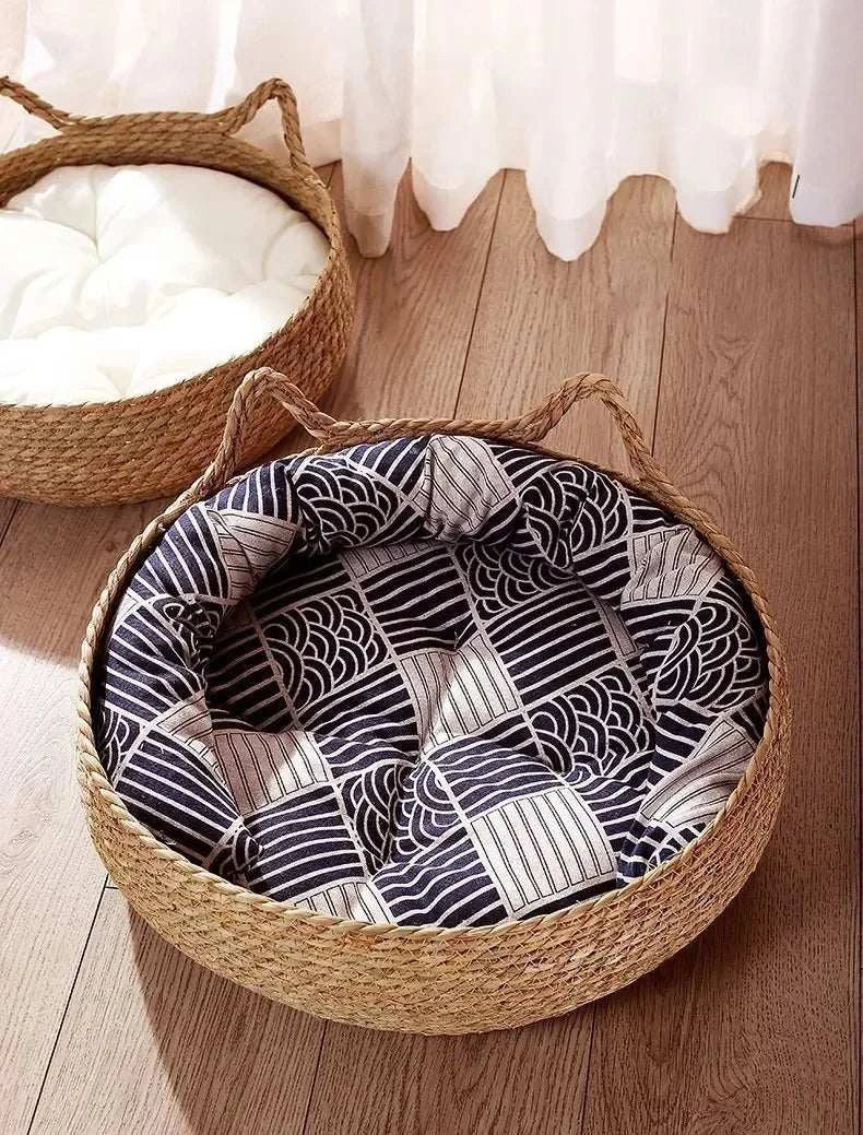 Panier en vigne tressée pour chat | Confort & chaleur toute l’année