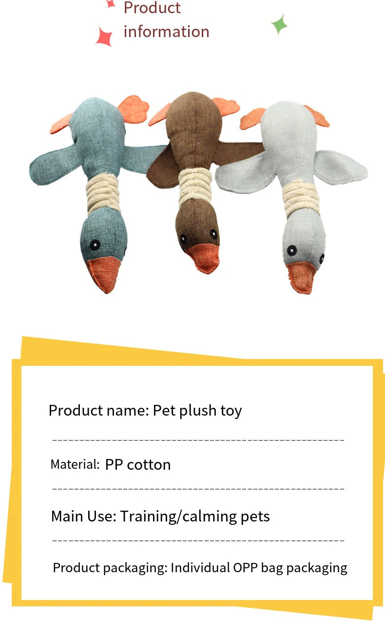 Plush Dog Toy - Squeaker Duck for Training and Teeth Cleaning