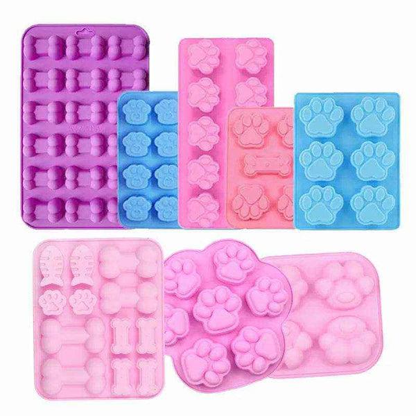 Molde de silicona con forma de pata y hueso | Helados o decoración de pasteles para perros y gatos