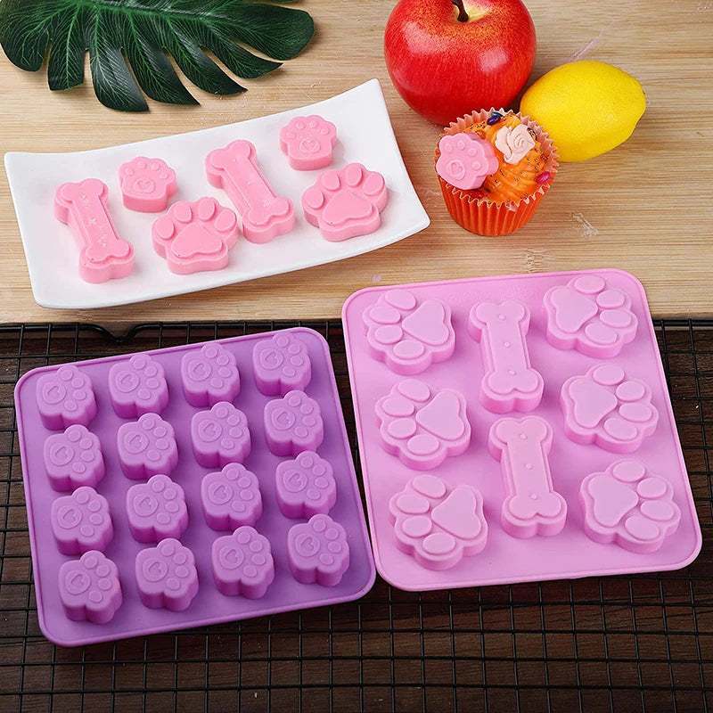 Moule en Silicone Patte et Os pour Friandises et Gâteaux