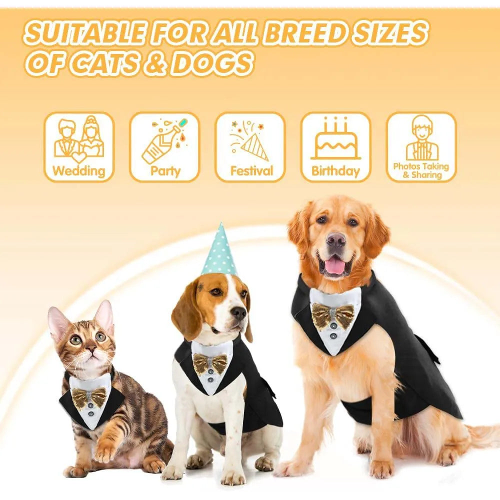 Elegant Tuxedo for Large Dogs | Comfortable Suit with Detachable Bow Tie | Ideal for Beagle, Rottweiler &amp; German Shorthaired Pointer